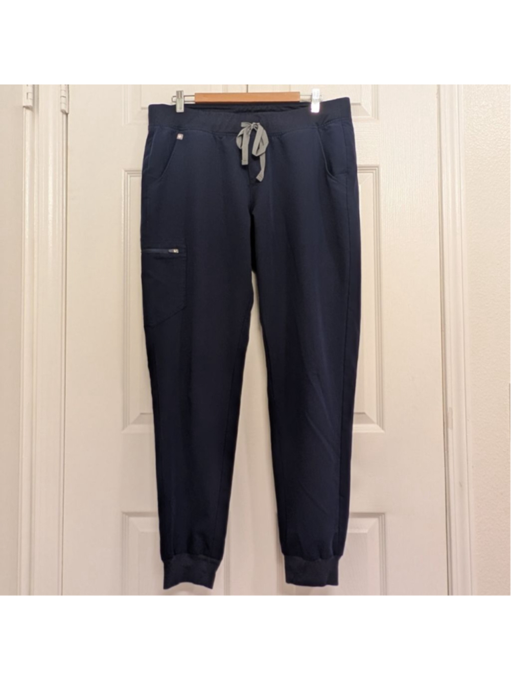 Figs Navy Track Joggers with Gray Drawstring